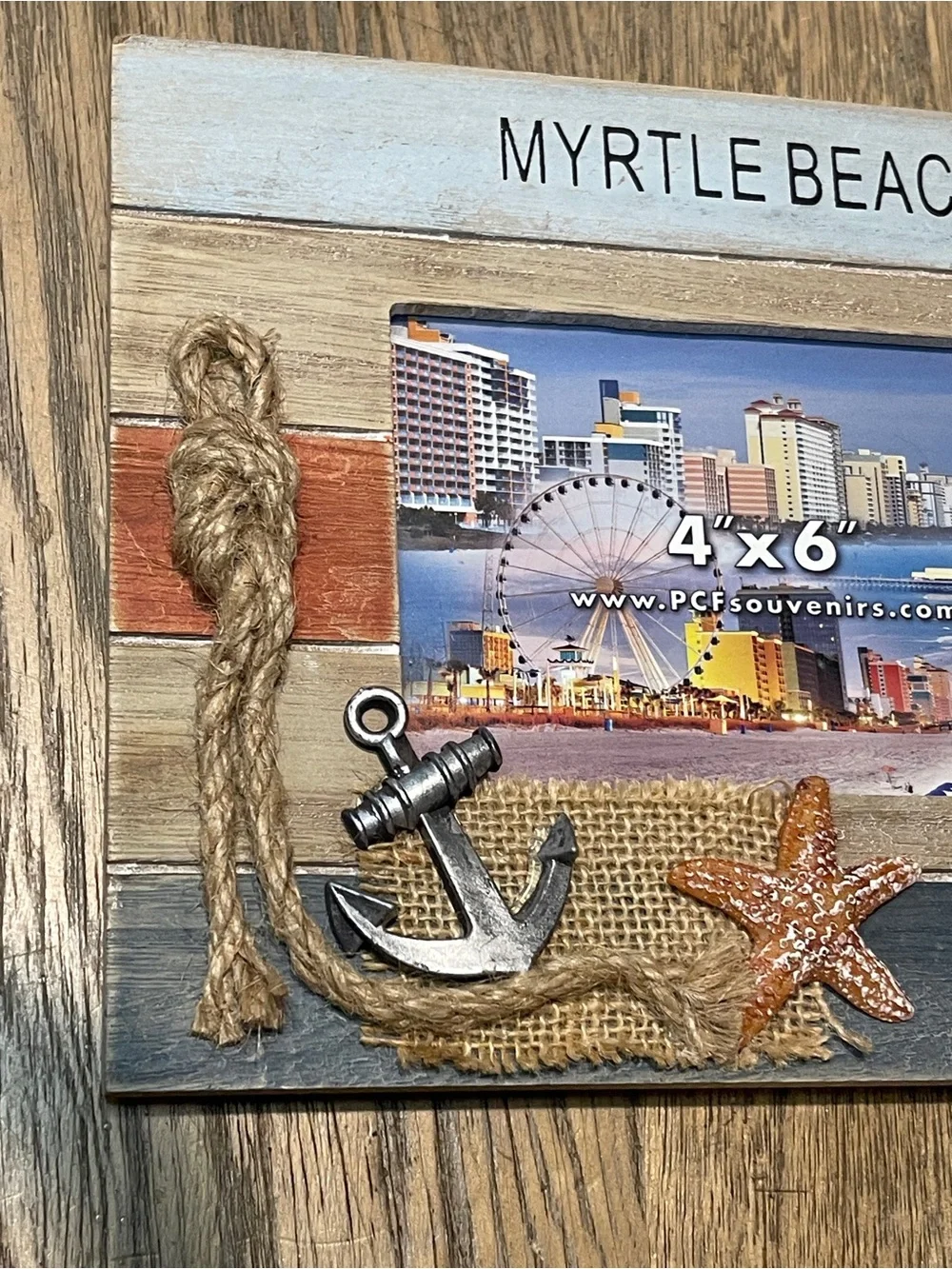 Myrtle Beach Nautical 4x6 Photo Frame - Beach-Themed Wall Frame
